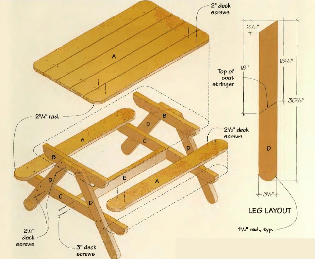 Пикник тейбл чертеж